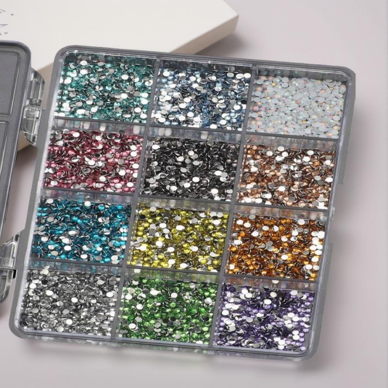 12Grids Sparkle 3D Nail Art Rhinestones+Tools 2Mm Brilliant Diamond Nail Charms Nail Decoration Manicure Accessory