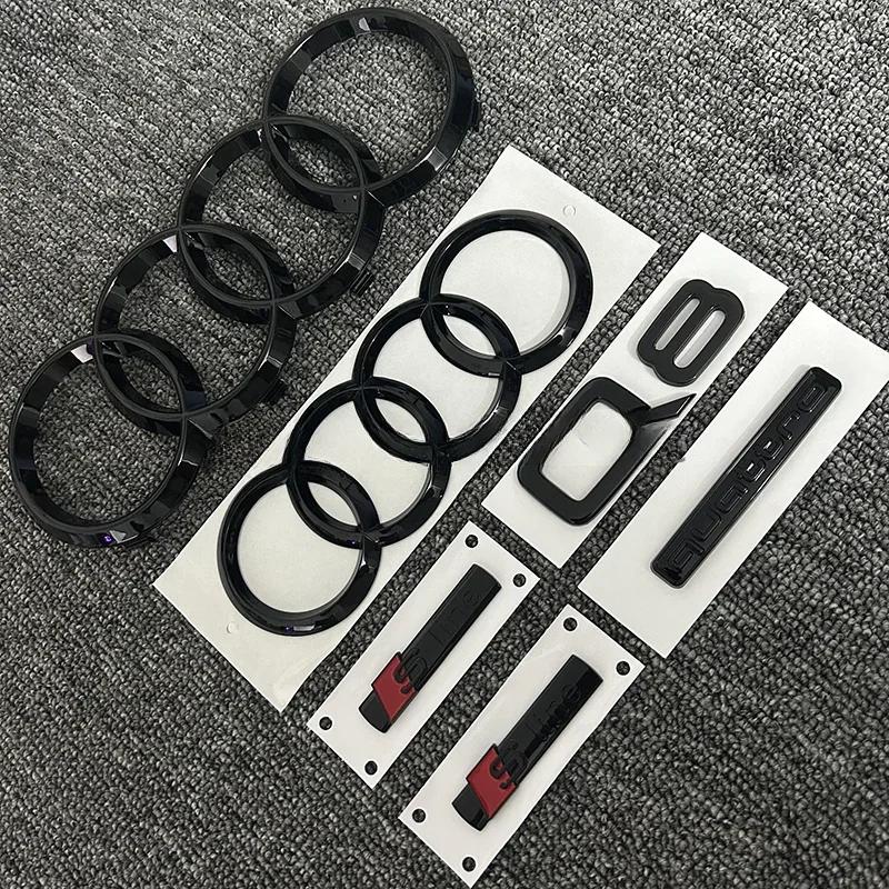 6pcs/set For Zbts2 Q8 Front and Rear Four-ring Logo Badge 2018-2024 Sline Side Label Quattro Tail Label 3D Letter Car Sticker