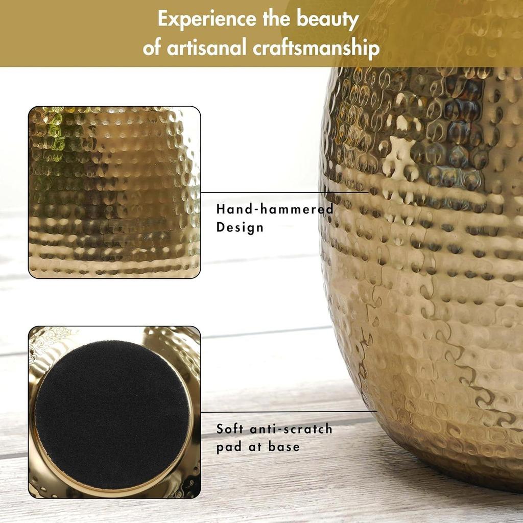 Metal Hammered Oval Shape Vase for Home Decor Decoratives for Indoor Outdoor Living Room Balcony | Best Gift