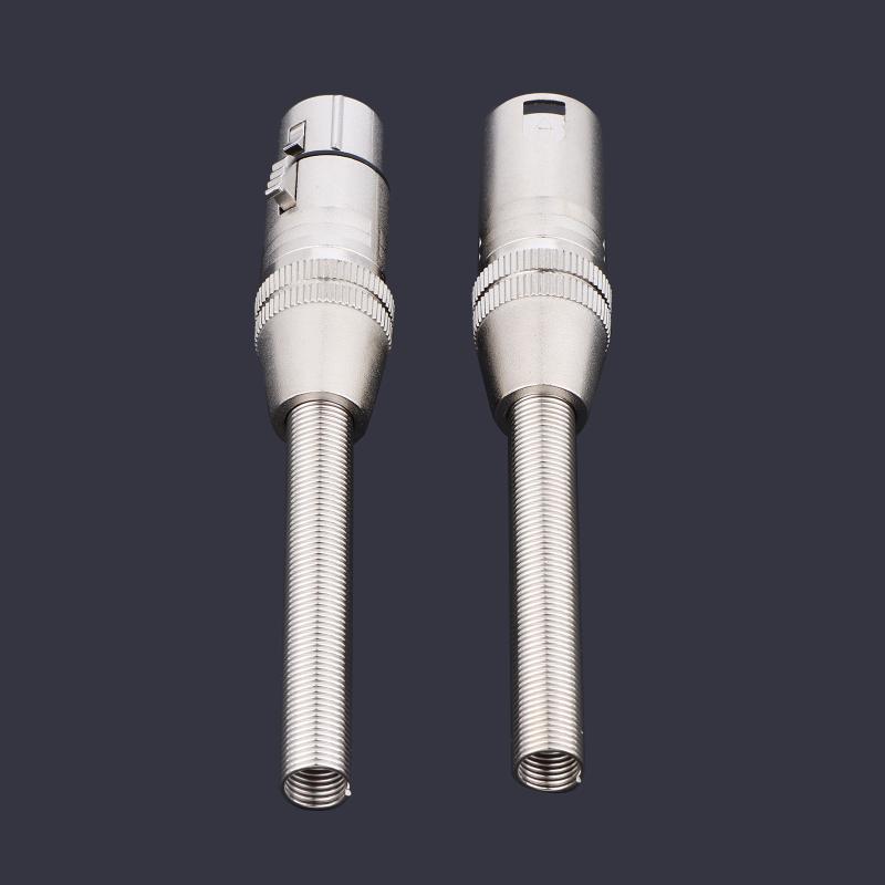 1 2Pcs 3 Pin XLR Male Female Audio Connector With Long Spring For Microphone Plug Signal Stability For Home Studio Podcast Setup