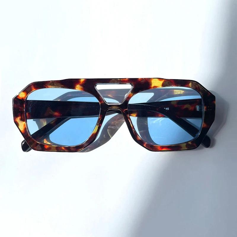 

Retro Double Bridges Women s Sunglasses Big Frame Leopard Brown Gradient Eyewear Fashion Designer Sun Glasses Men Shades As shown
