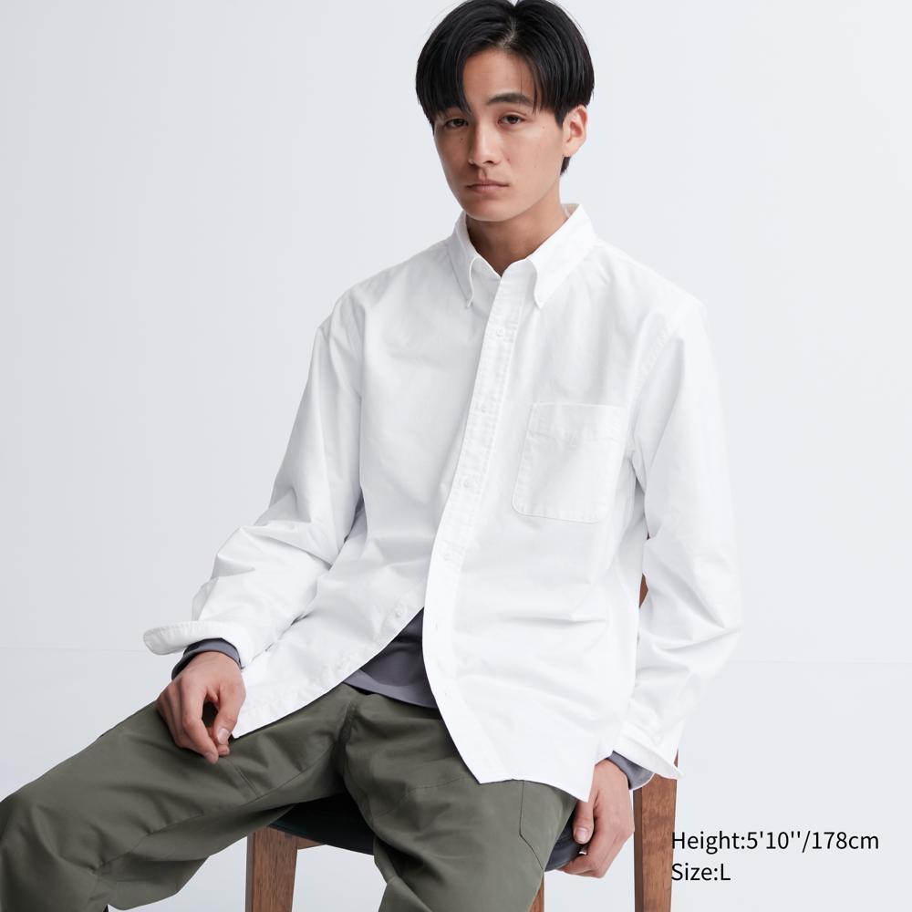 

UNIQLO Оксфордская рубашка с длинным рукавом 06 GRAY/M