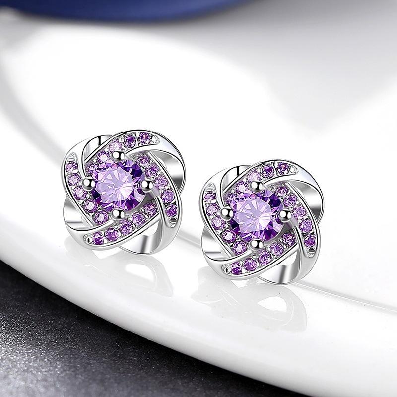 New 925 Silver Stud Earrings AAA Zircon High Quality For Women's Wedding Fine Jewelry Accessories Party Gift
