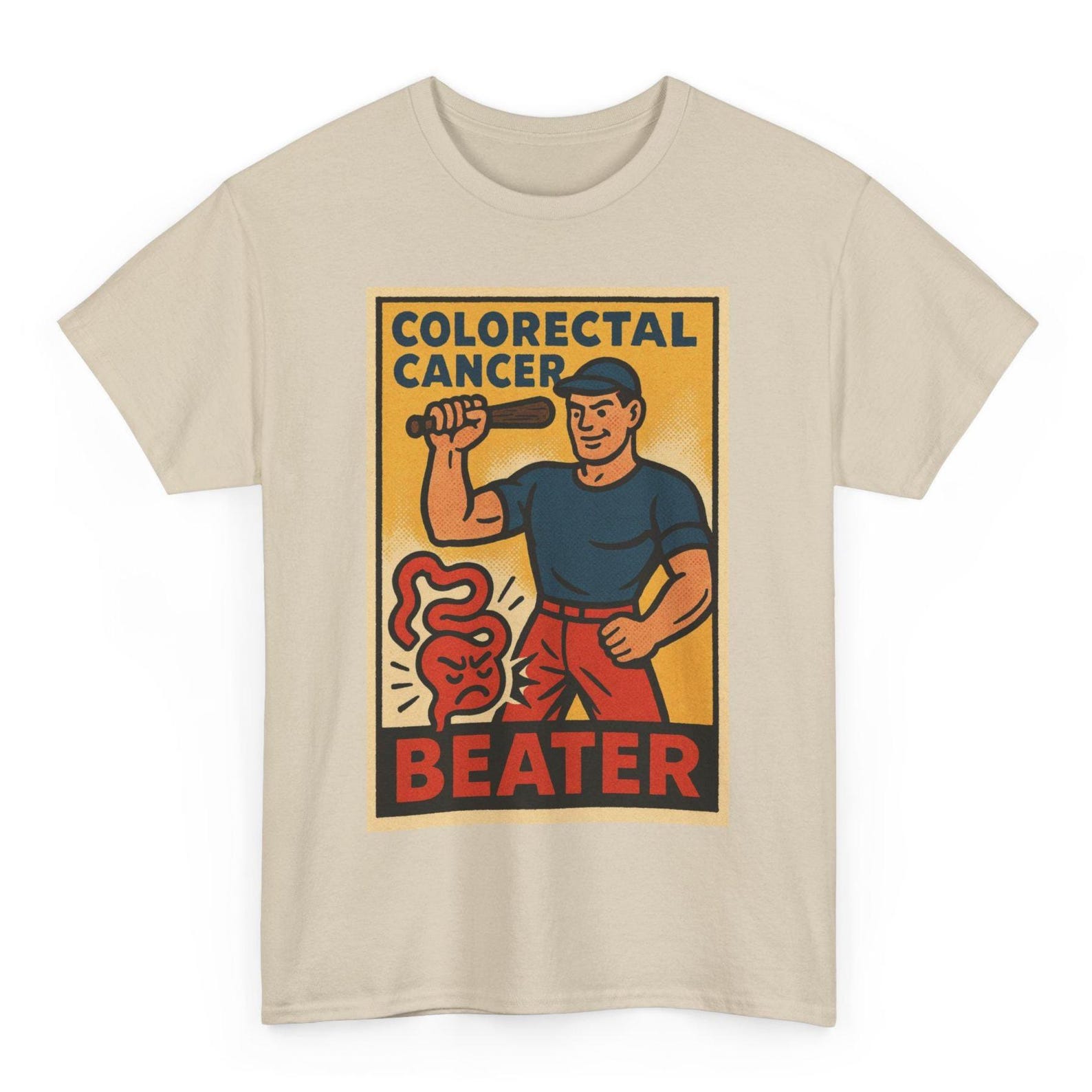 Colorectal Cancer Awareness T-Shirt: Retro Comic Pop Art Survivor Tee 4XL