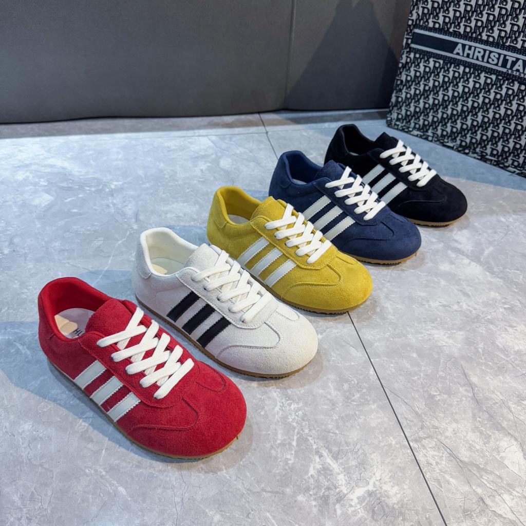 Soft leather retro German training shoes women's spring 2025 new flat-soled Forrest Gump shoes sports shoes soft-soled casual single shoes