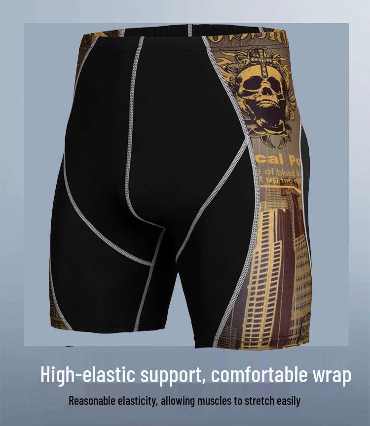 Pantaloni scurți de compresie pentru fitness cu uscare rapidă pentru bărbați - Respirabili, modelatori de corp, design în 5 puncte pentru alergare și înot