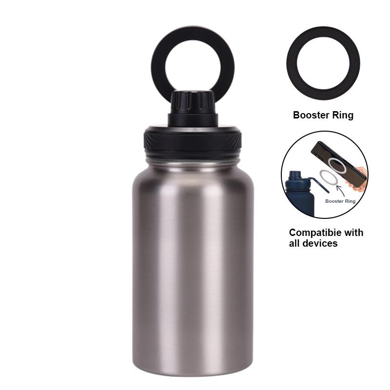 Magnetischer Halter Wasserflasche: 650ML Isolierte Edelstahl-Sportflasche mit weiter Öffnung für den Außenbereich