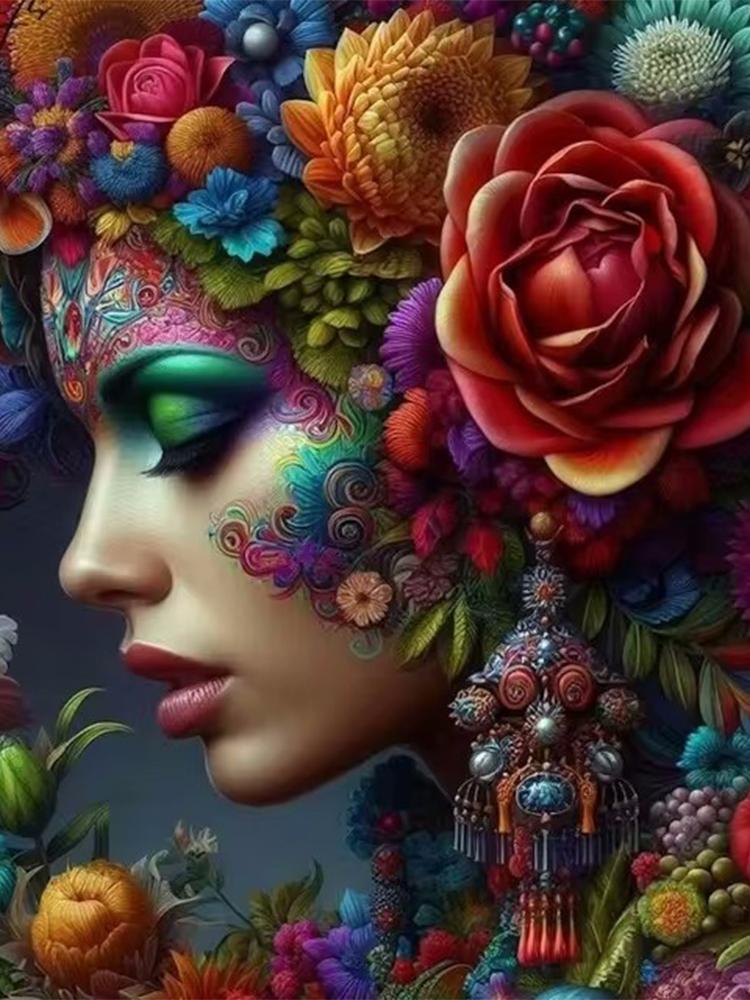 Diy 5d Diamond Painting Flower Fairy Full Mosaic Embroidery Beautiful Woman Rhinestone Picture Lady Jewelry Cross Stitch Kits