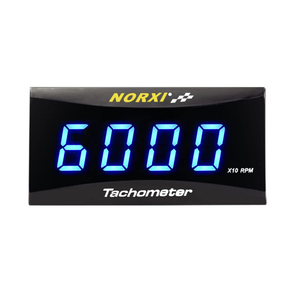 NORXI Digitální tachometr, Motocyklový měřič, Tachometr pro jízdní kolo, Elektrický tachometr, Tester otáček, Tachometr, Vodotěsné provedení (Modrý)