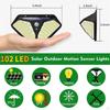 Solar Lights Outdoor,102 Sensor Lamp, 120° Wide Angle Illumination, Waterproof, Flood Light for