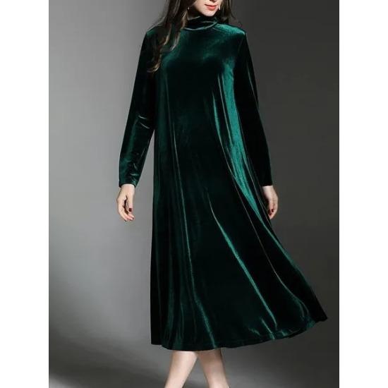 

Golden Velvet Dress Noble Foreign Style Long Sleeves Spring and Autumn New European and American Women s Clothing Thin Temperament Long Dress S темно-зеленого