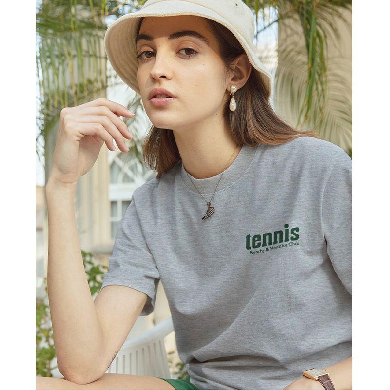 Tennis American Vintage Sports Style Green Small Icon Cotton Round Neck Short Sleeve T-shirt Women
