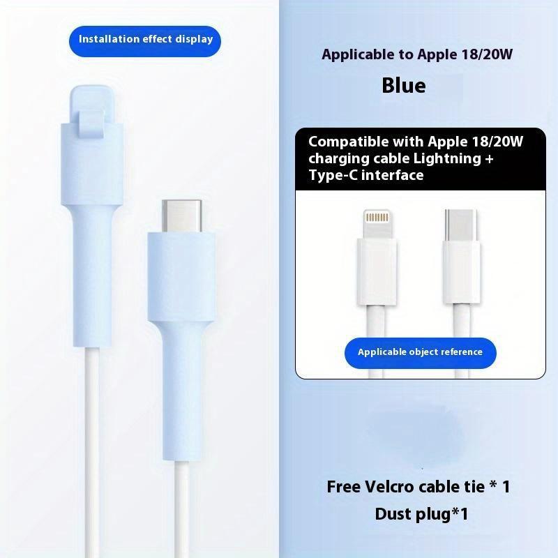 

Защита для намотки кабеля, силиконовая защита для кабеля зарядного устройства USB Type C, мини-защита от переломов, защитная оплетка для шнура мобильного телефона apple синий