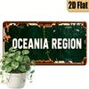D Flat Printing Vintage Distressed OCEANIA REGION with Rustic Green Background  White Text Aluminum Tin Painting License Pl