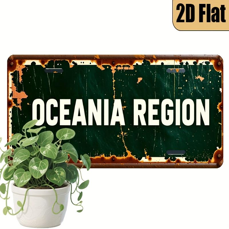 

D Flat Printing Vintage Distressed OCEANIA REGION with Rustic Green Background White Text Aluminum Tin Painting License Pl 15x30cm(5.9x7.8inch)