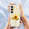 For Samsung Galaxy S25 Case Golden Butterfly Sunflower Pattern Printing Straight Edge TPU Phone Back Cover