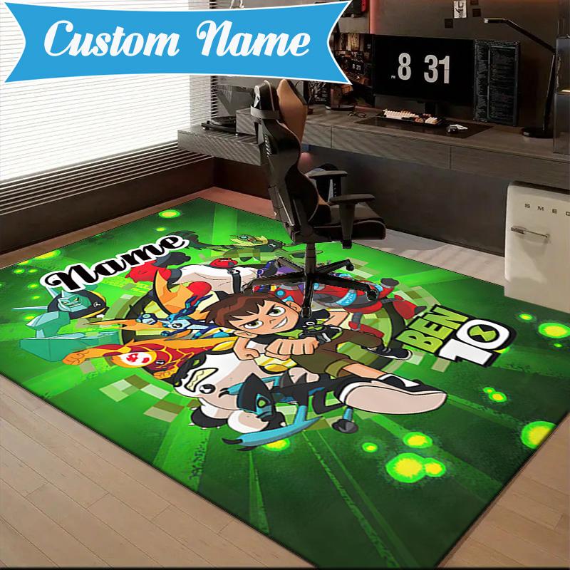 Custom Name Ben Alien Force Rug Game Carpet, Floor Mat for Bedroom Living Room Entryway Rug, Home Decor Idea Gift for Christmas birthday