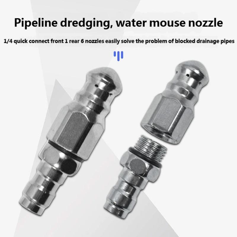 Stainless Steel High Pressure Nozzle Replacement Fast Connect Metal Pipe Cleaning Nozzle For Deep Cleaning Enduring