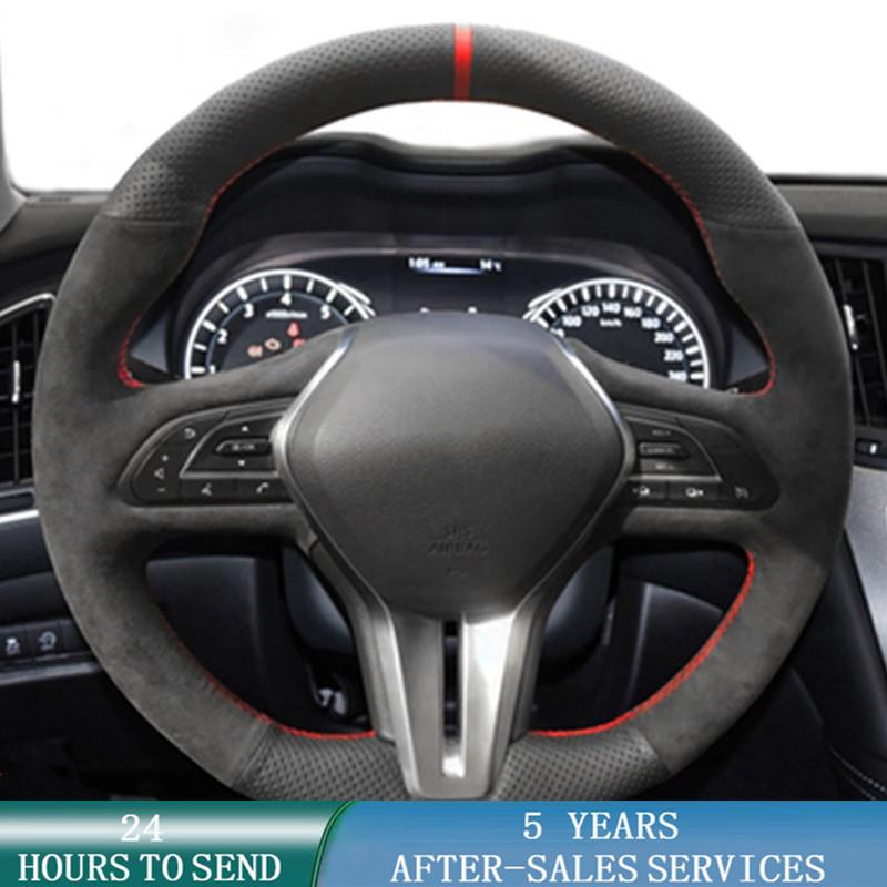 Car Steering Wheel Cover Wrap Suede Original Steering Wheel Braid For Infiniti QX50 2018- Q50 2018 Q60 2016-