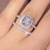 Trendy Bridal Sets For Women Luxury Cubic Zirconia 2Pcs Engagement Wedding Rings Fashion Design Jewelry