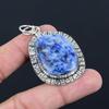 Marquise Third Eye Chakra Sodalite Stone Birthday Bezel Wife Pendant 925 Silver