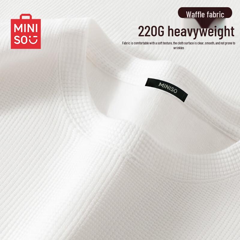 MINISO Men's Waffle Knit Heavyweight Casual T-Shirt