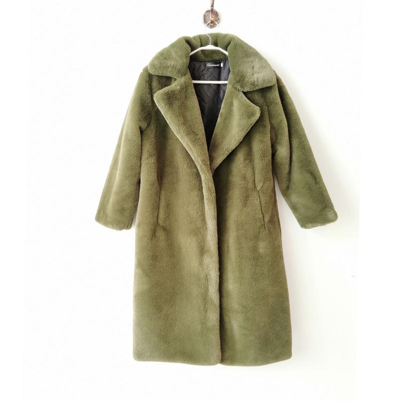 2024 Extra Long Plus Size Women's Faux Rabbit Fur Coat - Warm Winter Outerwear