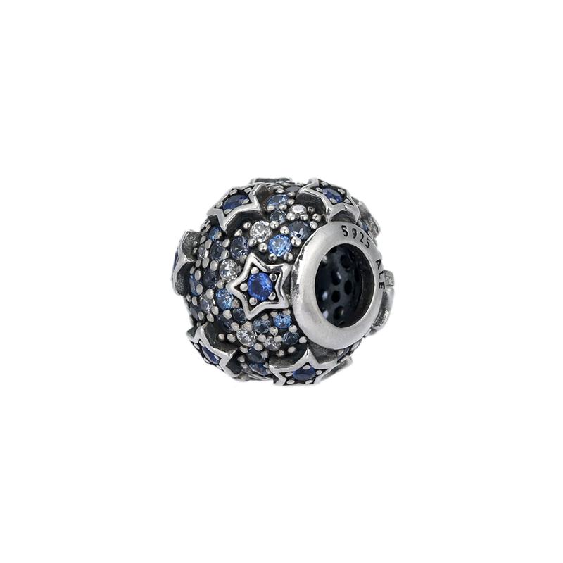 Pandora Star Embossed Pavé Pavé Charm 925 Silver Pendant Women's 798467C01