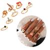 8pcs Christmas Charm Rings Gold Color Enamel Rings Santa Clause Reindeer Decors