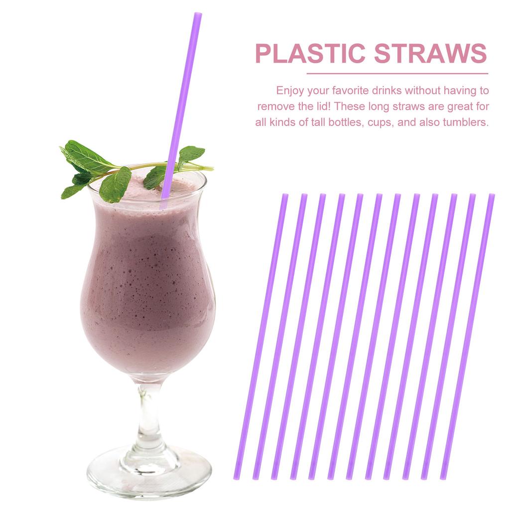 200 Pcs Plastic Straws Disposable Flat Mouth and Straight Drinking Straws Smoothie Drink Straws for Wedding Birthday Party Favor