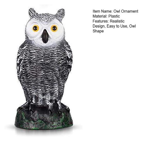 Plastic Owl Ornament Realistic Design Birds Scarecrow Owl Figure with Bright Yellow Eyes Birds Repellent Decorative Ornament