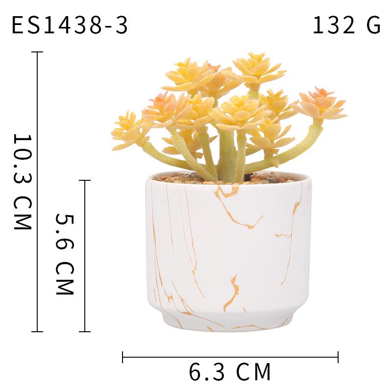 Gold Pattern White Background Ceramic Cup, Simulated Succulent Plant Potted Plant, Mini Potted Plant Office Home Supermarket Decorative Ornament