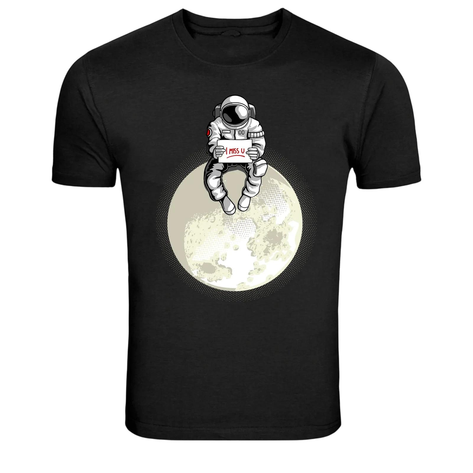 Astronaut Sitting On Moon I Miss U Graphic T-Shirt XXL