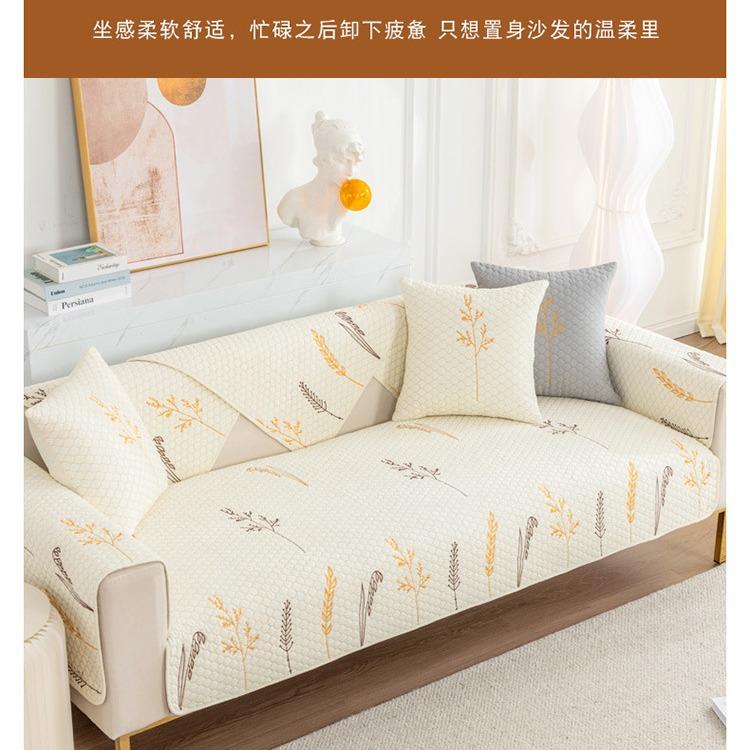 Foreign Trade Solid Color Pure Cotton Four Seasons Non-Slip Simple Cotton Fabric Universal Seat Cushion Winter Sofa Cover Cover Cloth Towel