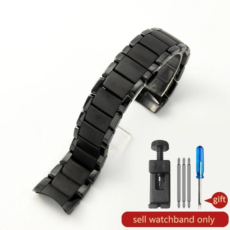 

Для Armani Изогнутый Интерфейс Глянцевые Керамические Ремешки для Часов Ar1451//1400//1421/1440 Прочный Деловой Удобный Черный Ремешок для Часов