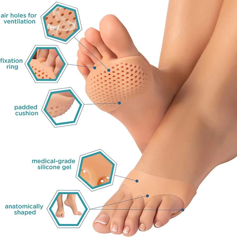 1/2/4pair Metatarsal Pads Toe Separator Pain Relief Foot Pads Orthotics Foot Massage Insoles Forefoot Socks Foot Care Tool