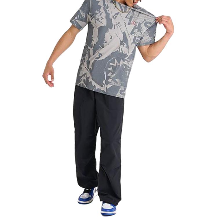 Jordan Pattern Print Crew Neck Short Sleeve T-Shirt Men T-Shirts Gray HV5090-062