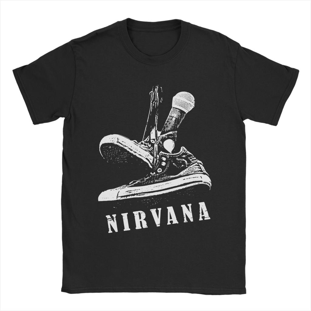 Kurt Cobain Guitar Rock-Nirvanas T Shirts Men Women 100% Cotton Vintage T-Shirts O Neck Tee Shirt Short Sleeve Clothes Plus Size