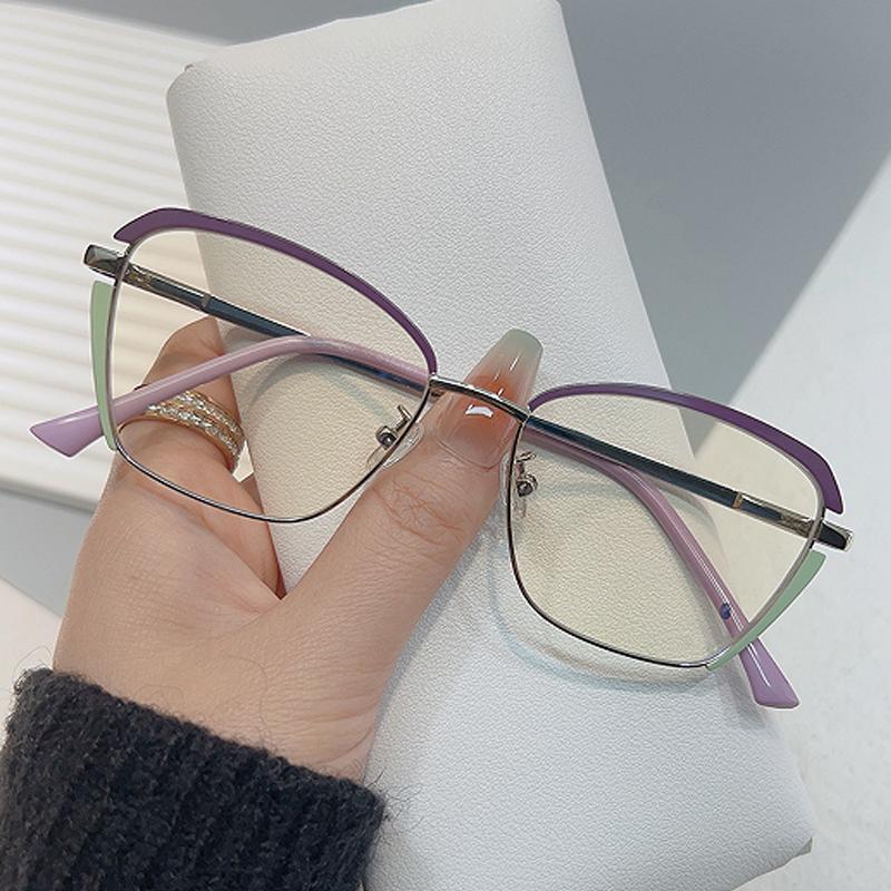 New Fashionable Flat Mirror Retro Metal Frame Optical Mirror Men's And Women's Anti Blue Light Glasses 66603