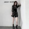 New Spring and Summer Women's Clothing Floral Dress Femininity Waist Thin Hepburn Style Small Black Dress