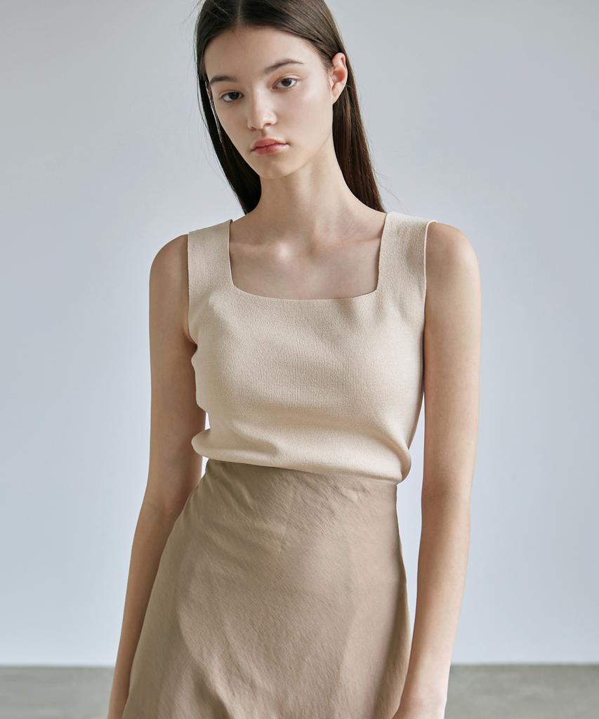 Nigaennikol [Essential] Square Neck Knit Sleeveless_13 Color (I Type)