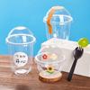 250/360/500ml Disposable Salad Cups Transparent Plastic Dessert Cups Container With Dome Lids For Ice Cream Cupcake Coffee Party