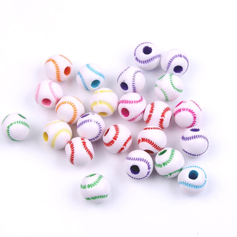 50 Pcs/bag Rugby, Basketball, Volleyball Acrylic Beads for Early Education & Handmade Crafts