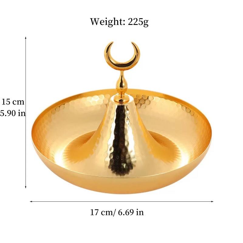 European Fruit Plate, Home Moon Shaped Plate, Golden Niche Retro Snack Plate, Candy Plate Creative Home Living Room Decoration 6.69 in