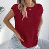 Women Tops Round Neck Sleeveless Loose Fit Knitting Vest Twist Texture Pure Color Versatile Casual Vest Work Party Vacation Office Wear