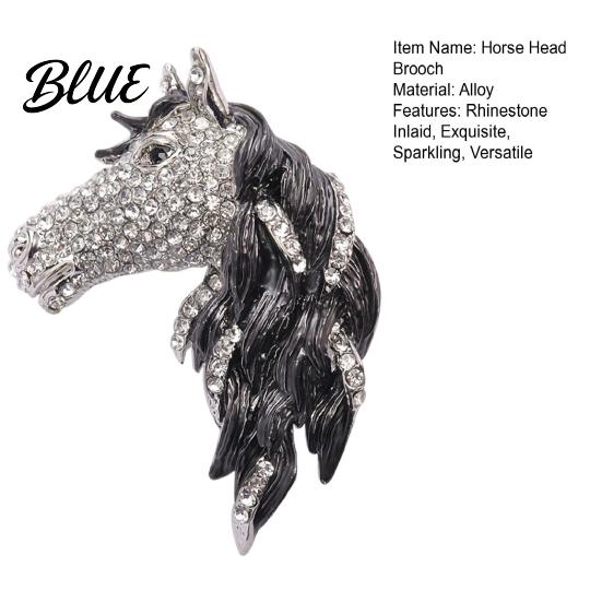 Horse Theme Gift Head Brooch Sparkling Alloy Animal Lapel Pin