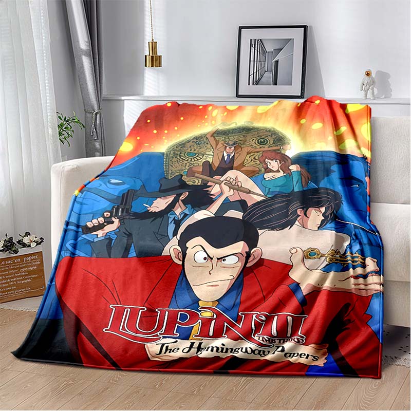 Lupin III Napoleon's Dictionary Anime Print Soft Flannel Throw Blanket Lightweight Warm Sofa Couch Bed Home Decor Cover