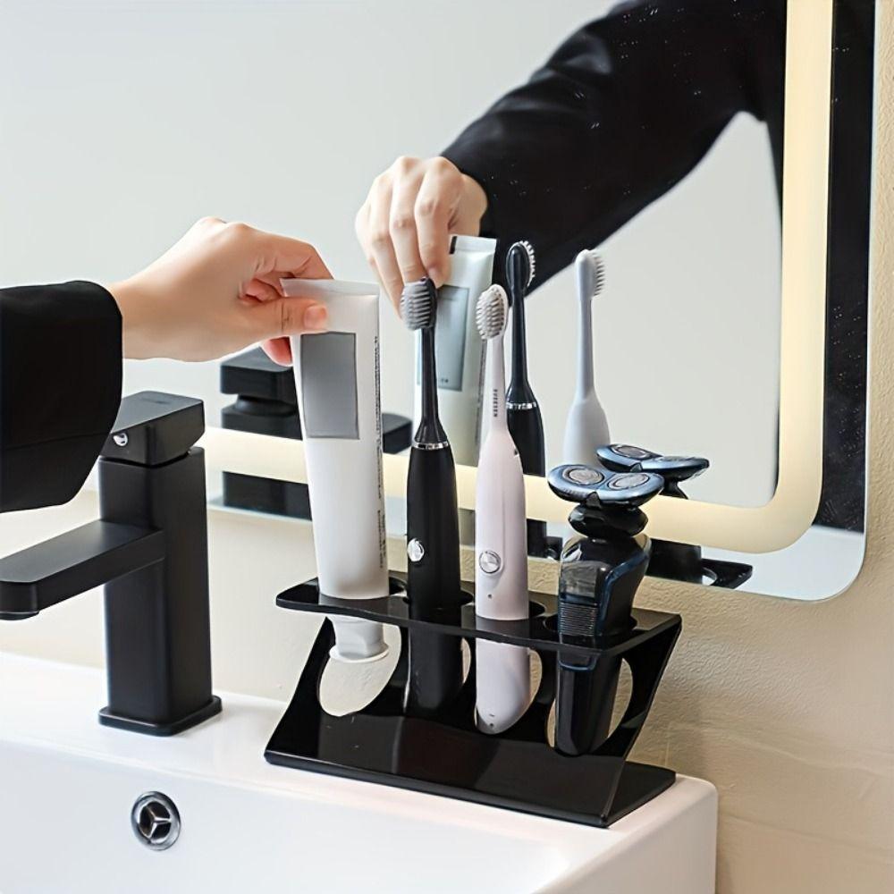 4 Slots Electric Toothbrush Holder Multifunctional Toothpaste Storage Rack  Desktop