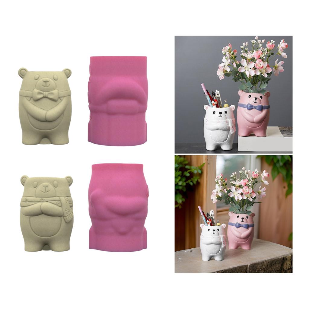 Ghivece de flori practice cu ursuleț, mucegai robust din silicon, ciment, ipsos, consumabile pentru artizanat, pentru grădină și decorațiuni interioare