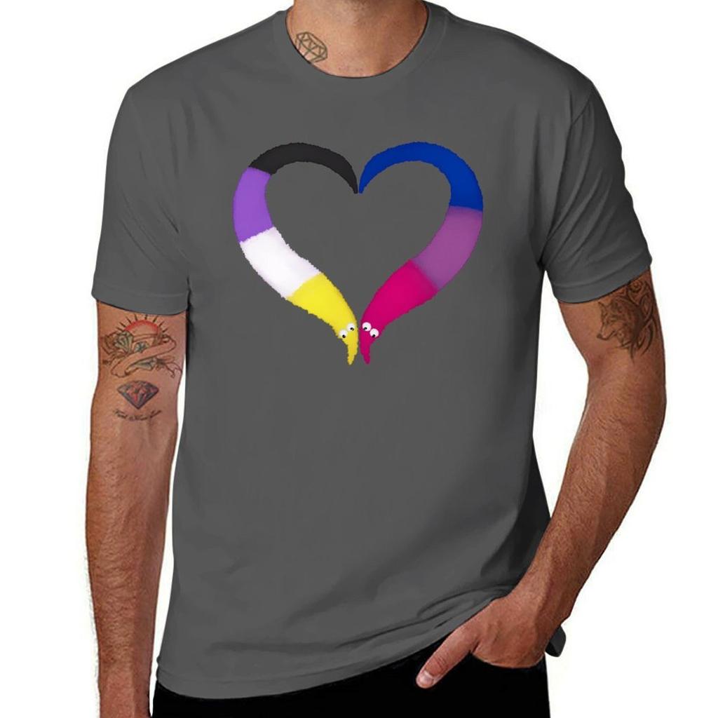 Nonbinary Bi Worm On A String Heart Tshirt Christmas Theme Tee Top